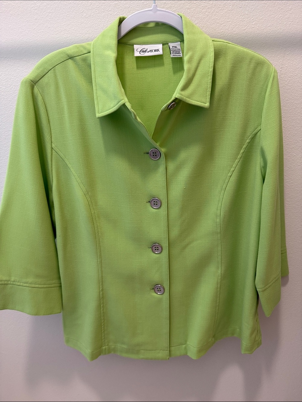 Cali and York  Lime Green Button-Front Women's Shirt Jacket PXL